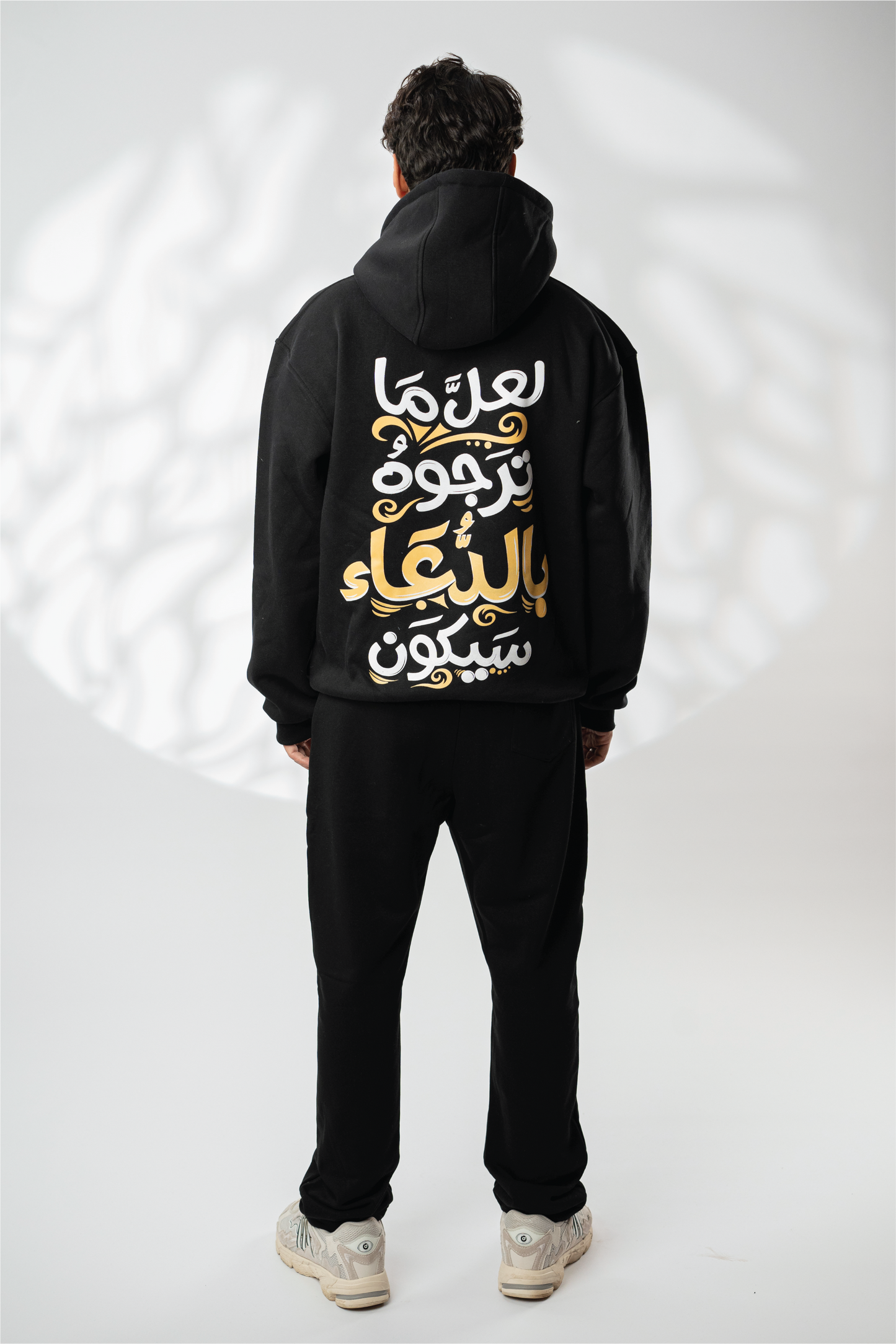 Black " الدعاء" Printed Oversize Hoodie