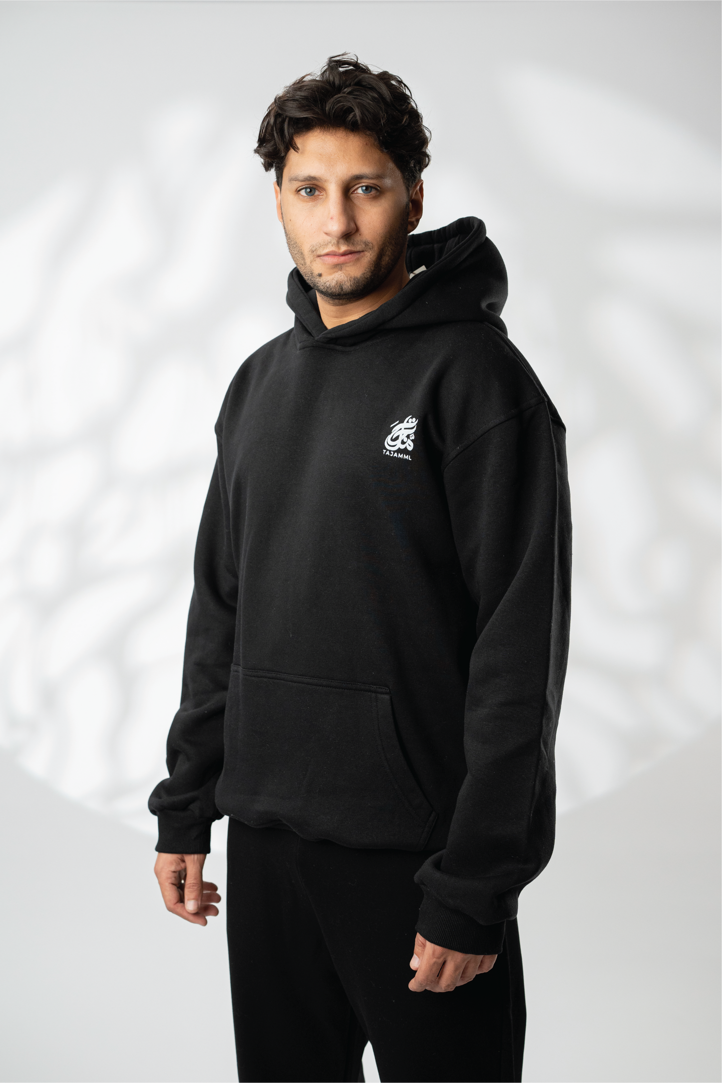 Black " الدعاء" Printed Oversize Hoodie