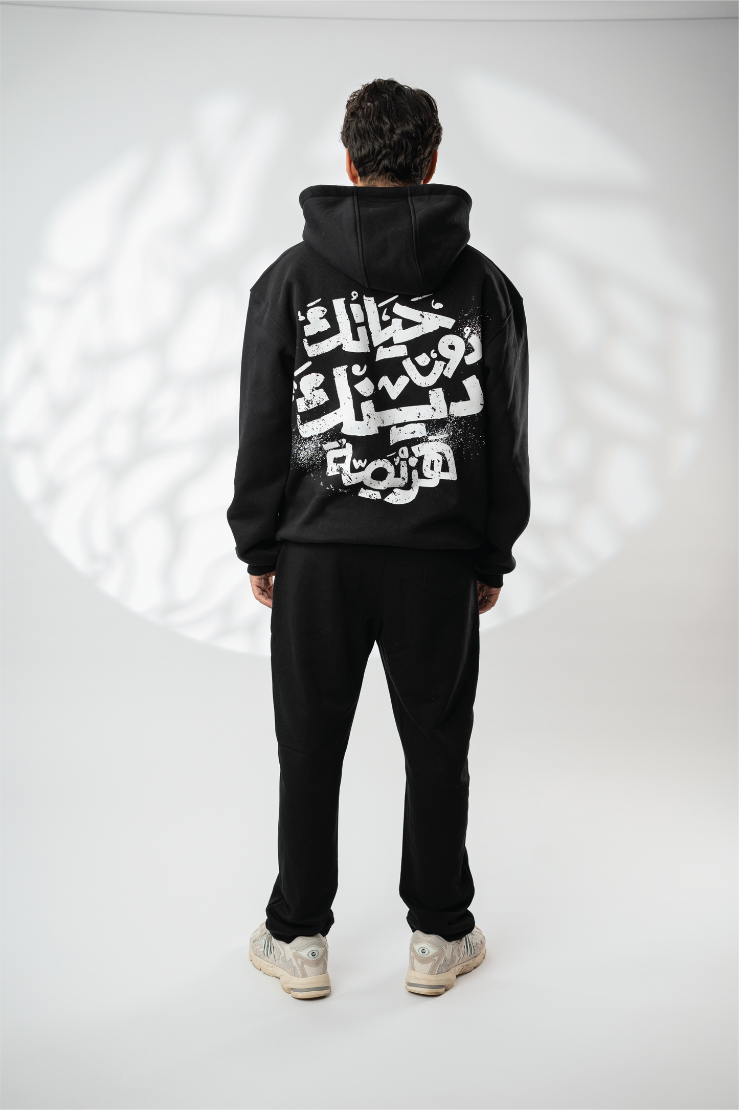 Black "حياتك دون دينك هزيمه" Printed Oversize Hoodie