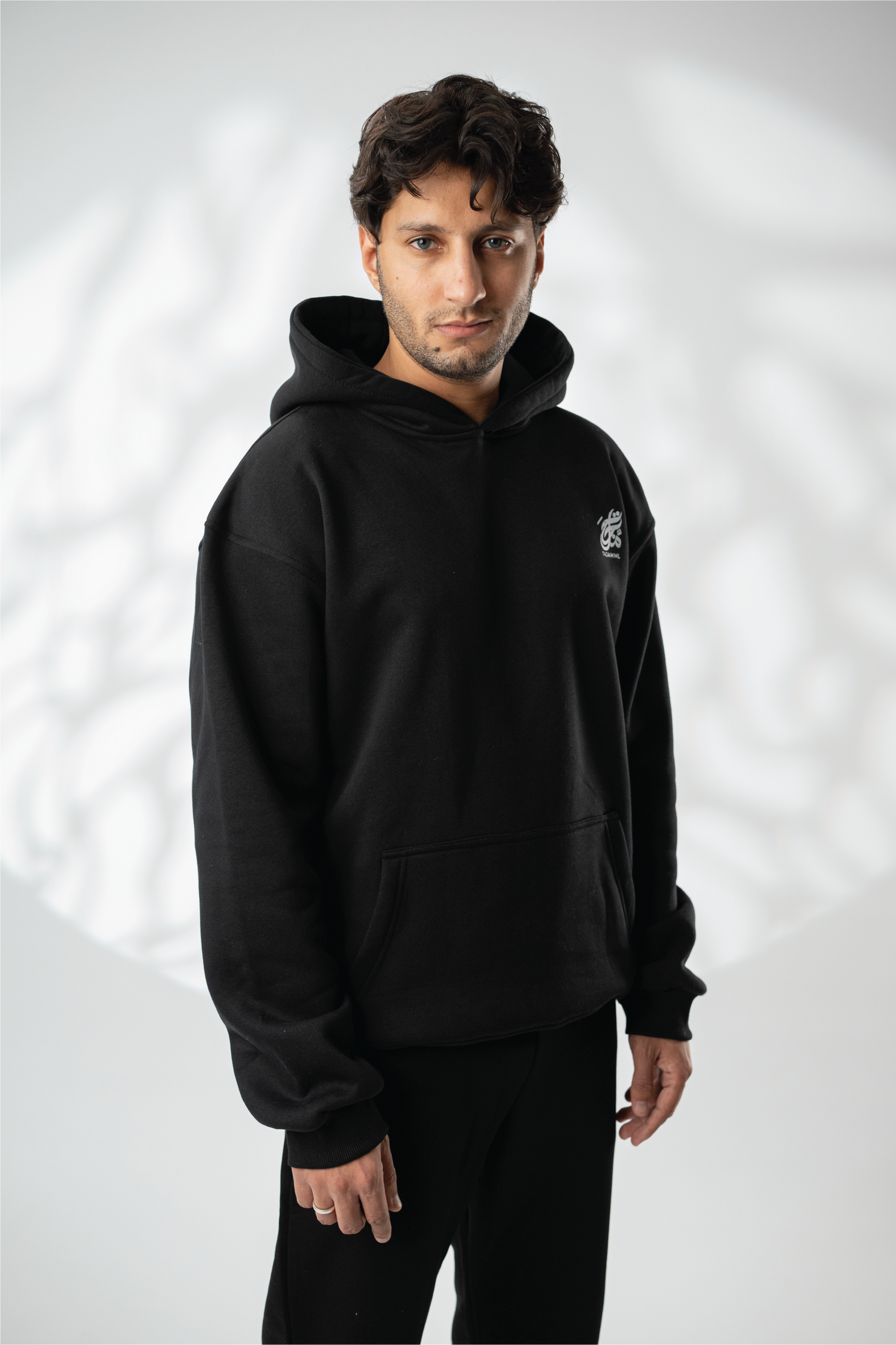 Black "حياتك دون دينك هزيمه" Printed Oversize Hoodie