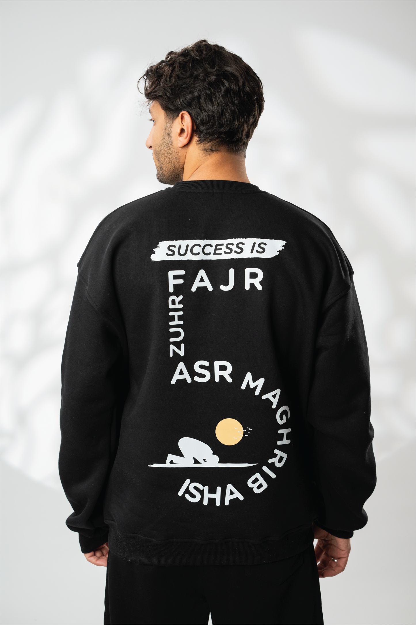 Black" Success" Printed Oversize Sweatshirt