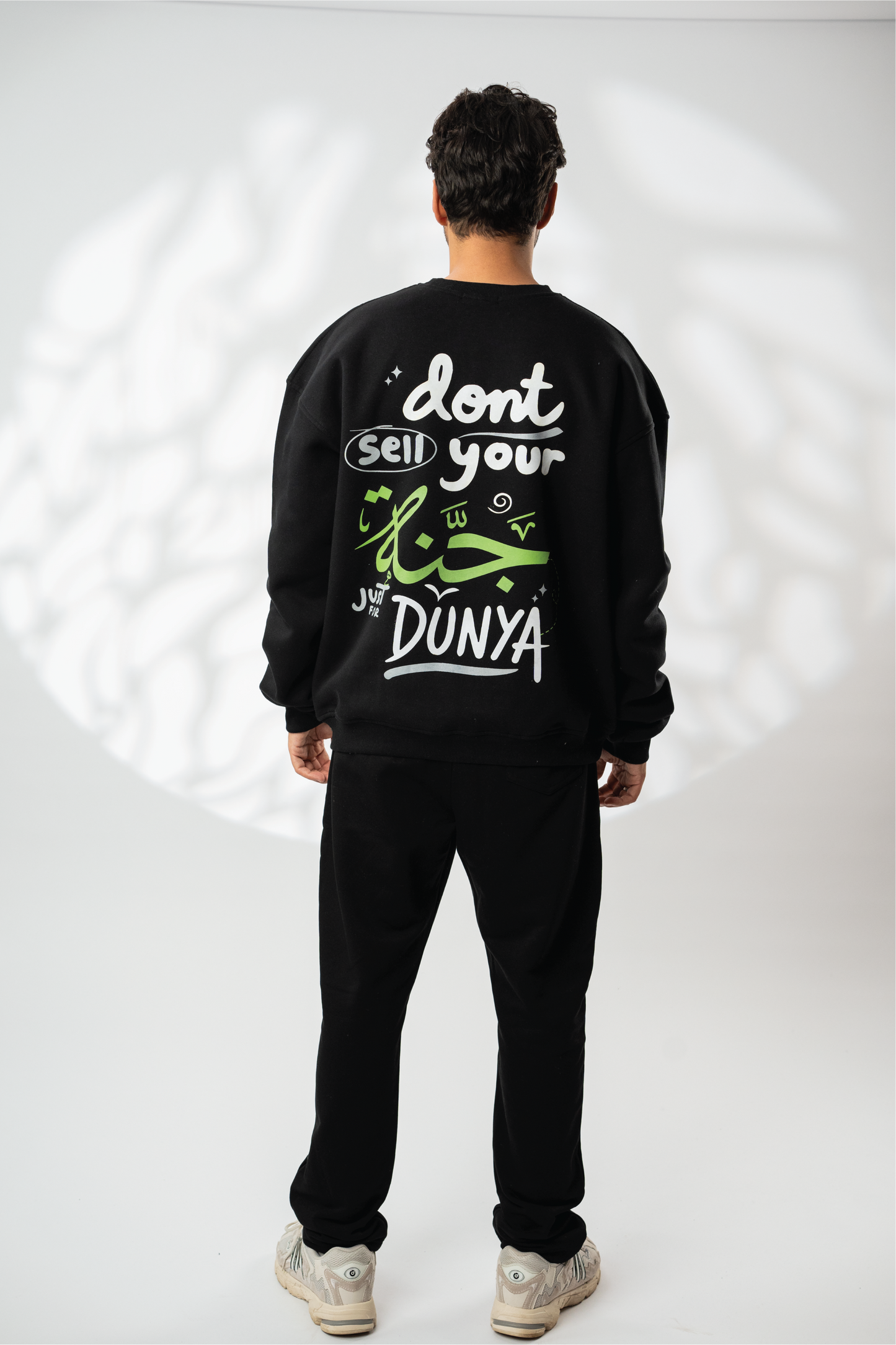 Black "Don’t Sell Your جنه just for Dunya"  Printed Oversize Sweatshirt